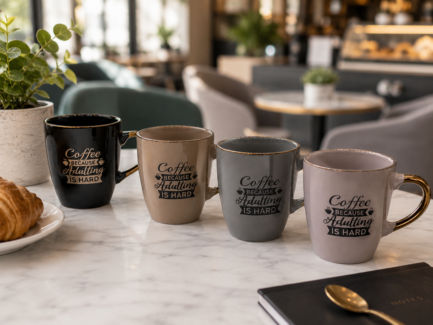 SET ŠOLJA COFFE BECAUSE ADULTING IS HARD 1/4